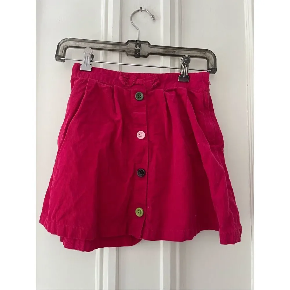 Gymboree dark pink corduroy skirt with colorful buttons 12